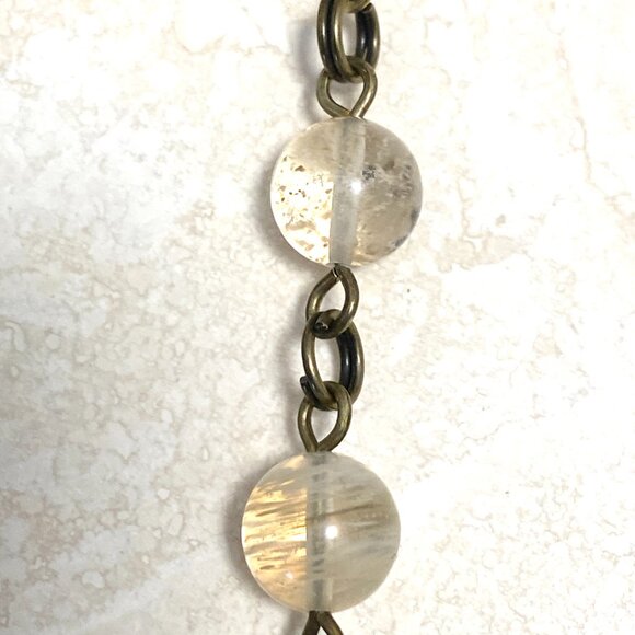 Natural Golden Rutilated Quartz Choker, Bronze Round Mushroom + Genuine Gemstone - Picture 10 of 16